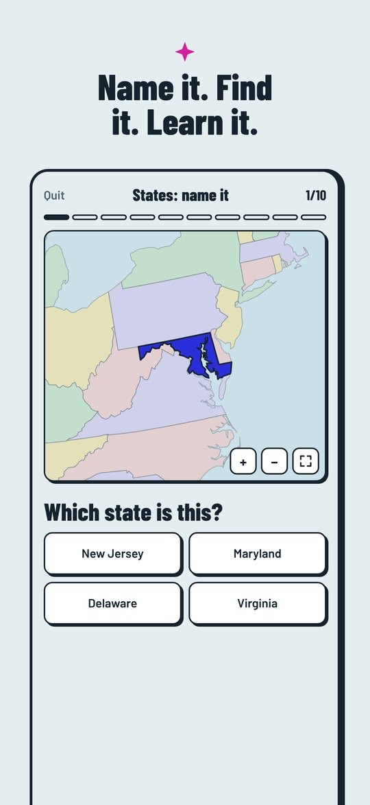 A question asking which state is highlighted