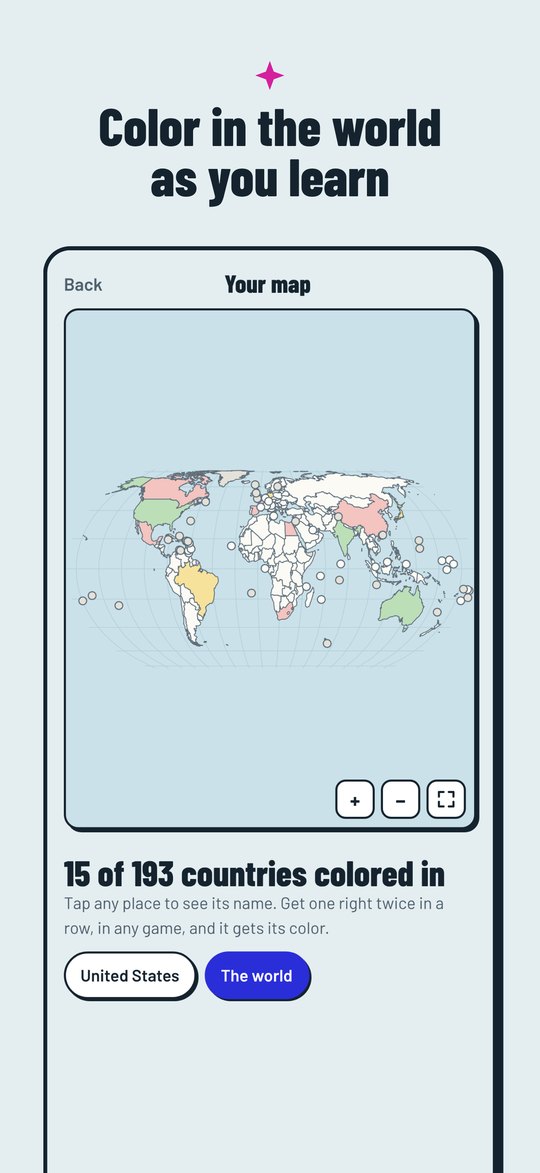 Your map, colored in as you learn